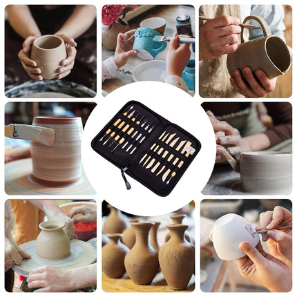 14PCS Clay Sculpting Tool Set Pottery Ceramic Art Carving DIY Wood Handle