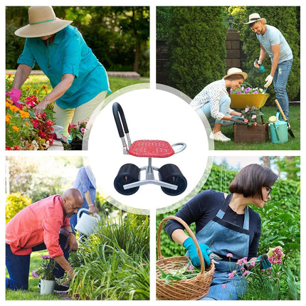 Greenhouse Garden Mobile Wheeled Stool Sturdy Durable Non Slip Seat Easy to Move