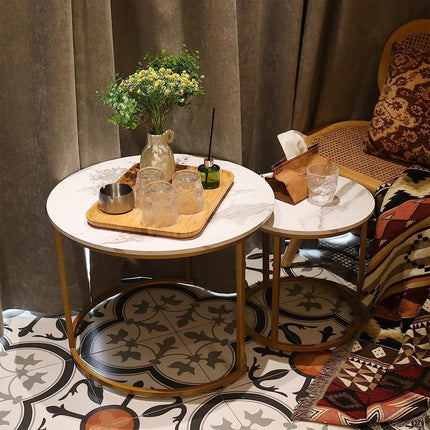 Round Tea Table Living Room Rock Plate for Home Coffee Table Modern Decor
