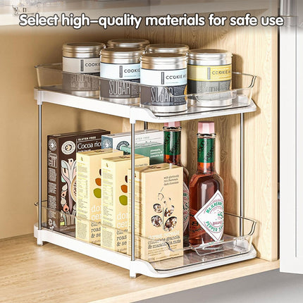 White Double Shelf Cosmetics Storage Box Large Capacity Desktop Organizer Stand