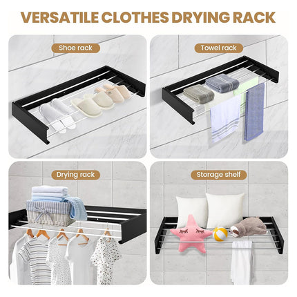 Foldable Wall Hanging Clothes Drying Rack Invisible Balcony Towel Laundry Rack