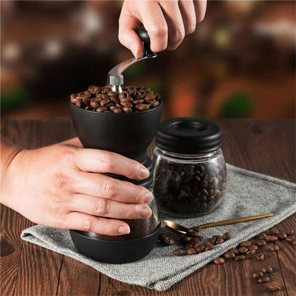 Manual Coffee Bean Grinder Glass Hand Crank Portable Grinding Mill for Home Use