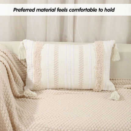 Bohemian Woven Pillow Cushion Waist Support Beige Decorative Sofa Throw Pillow