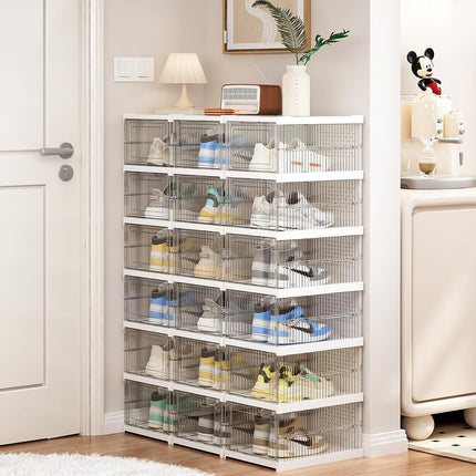 Home Foldable Shoe Box Dustproof Storage Thickened Movable Transparent Cabinet