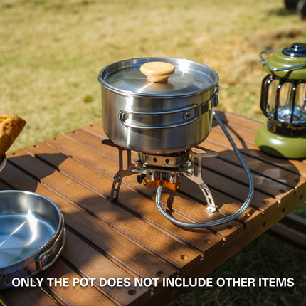 2PCS 304 Stainless Steel Camping Pot and Pan Set With Folding Handles Outdoor