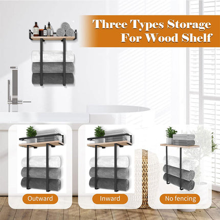 Wall Mounted Bathroom Towel Rack Storage Shelf Multifunctional Holder For Towels