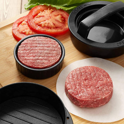 Manual Hamburger Press Round Meat Patty Mould Non Stick BBQ with 100 Wax Discs