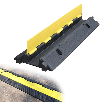 Rubber Slotted Speed Bump with Flip Cable Cover for Driveways