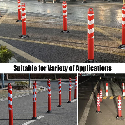 Reflective Warning Post 2PCS 80cm Detachable Rubber Base Red White Safety