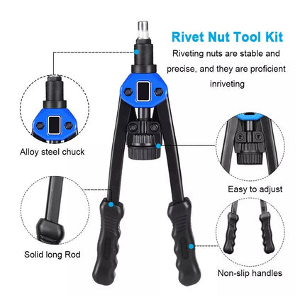 110-Piece Manual Rivet Nut Gun Kit - Hand Riveter Set with Storage Case