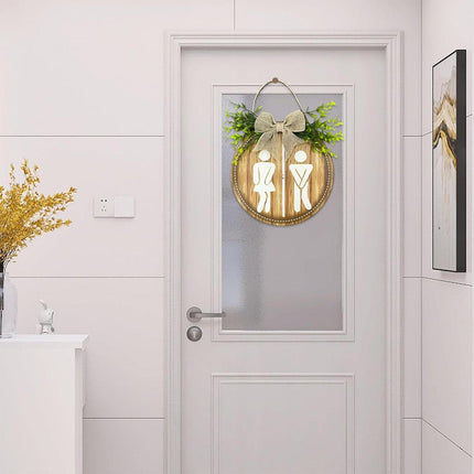 Wooden Toilet Signs Wall Hanging Gender Signage Decorative Bathroom Door Signs