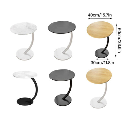 C Shaped Snack Side Table for Sofa Couch Small End Table for Living Room Bedroom