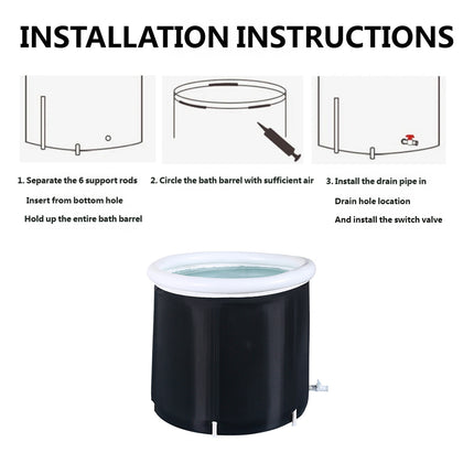 Portable Folding Soaking Tub 75x75cm Inflatable Rim