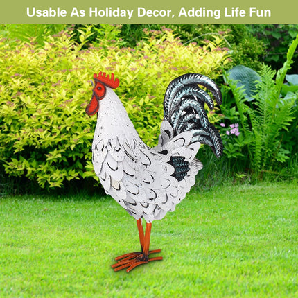 Metal Rooster Standing Decoration Rustproof for Home Garden Yard Patio Ornament