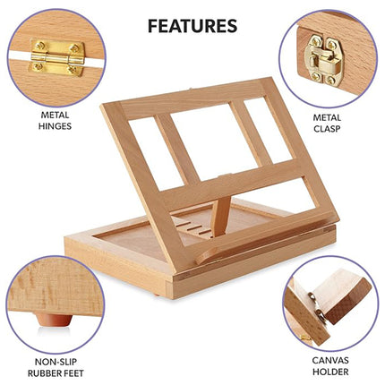 Desktop Solid Wood Easel With Drawers Adjustable Wood Desk Table Easel for Draw