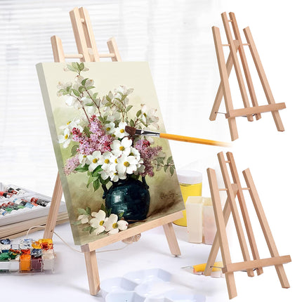 Tabletop Solid Wood Easel Adjustable Height Foldable for Art Sketch Oil Painting
