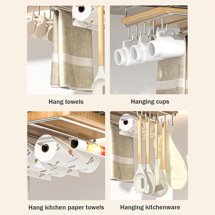 Cabinet Hanging Storage Rack Stainless Steel Silver Kitchen Organiser