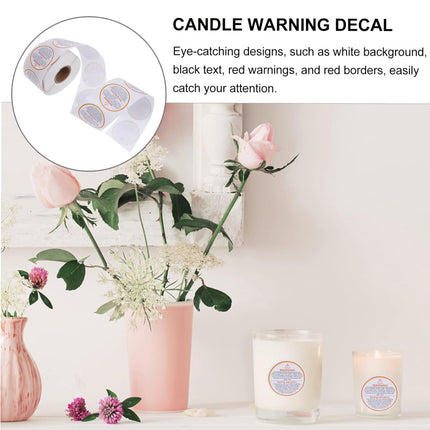 5 Rolls Candle Warning Stickers 38mm Round Labels 2500 Pack Black White