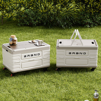 Camping Foldable Storage Box Latch or Wooden Lid Car Boot Tent Outdoor Organiser