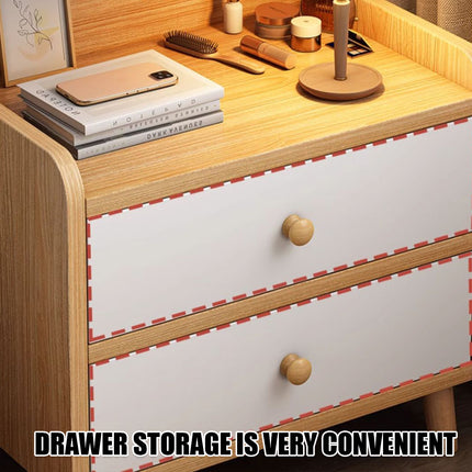 Minimalist Bedside Table 40cm White 1 Drawer or Khaki 2 Drawer with Open Shelf
