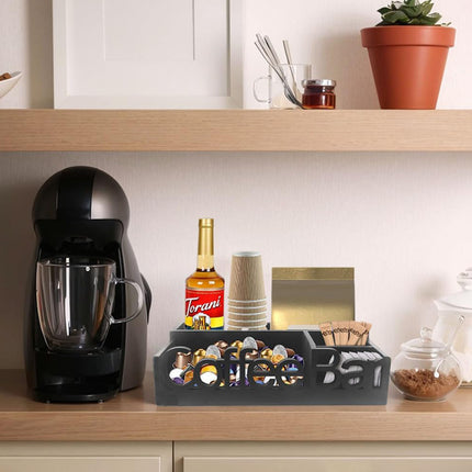 Wooden 4-Compartment Coffee Capsule Storage Box for Kitchen Cafe Desktop Storage