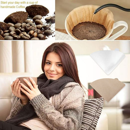 Coffee Filter Paper 100PCS Model A Conical Natural Paper For Drip Coffee Machine