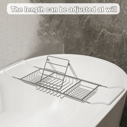 Bathtub Rack Bathroom Storage Shelf Telescopic Adjustable Organiser Tray Home