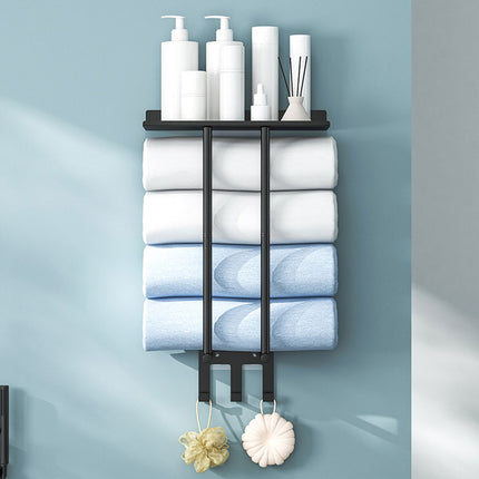 Bathroom Towel Rack Wall Mounted Storage Shelf Multifunction Holder for Toilet