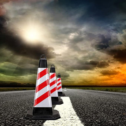 2PCS Road Rubber Traffic Cone Safety Cone Flexible Resilient for Construction