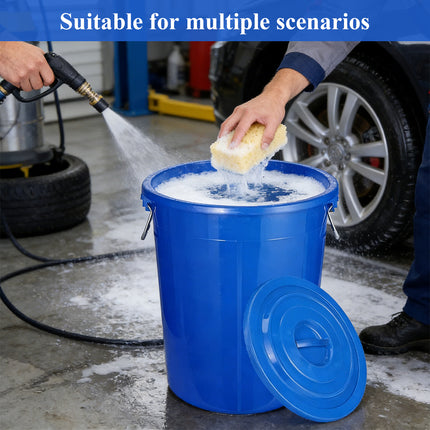 Large Round Plastic Utility Bucket with Lid Heavy Duty Garden Cleaning