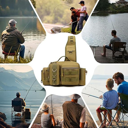 Tactical Fishing Backpack Large Capacity Outdoor Waist Chest Bag Camouflage