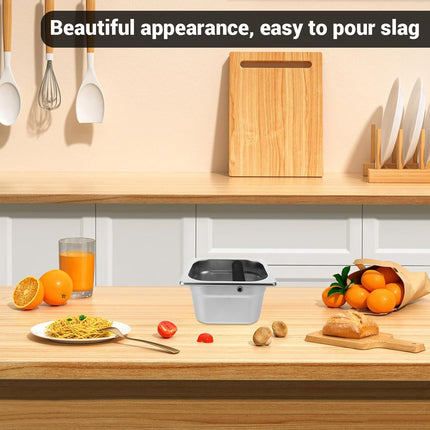 Stainless Steel Coffee Grounds Bucket Anti Splash Easy Clean for Home Cafe Use