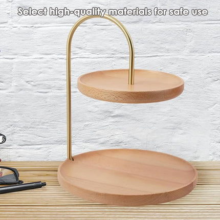 Two Layer Wooden Candy Tray Dessert Display Plate Stand Kitchen Storage Organizer