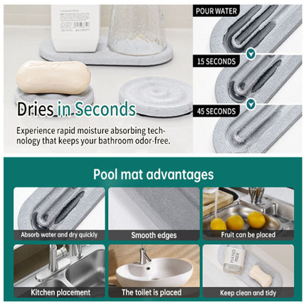 3PCS Bathroom Countertop Water Absorbing Pads Quick Drying Faucet Washbasin Mat