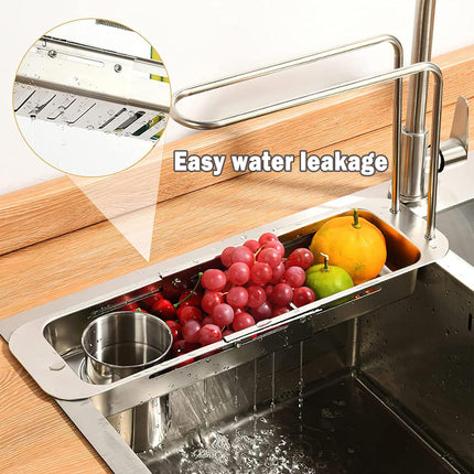 Retractable Kitchen Sink Draining Rack Water Filter Basket Storage Shelf Home