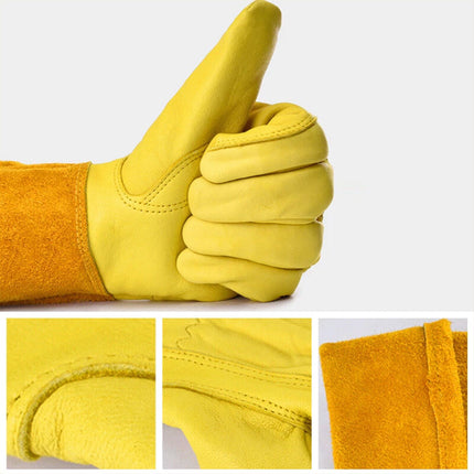 Long Cuff Cowhide Garden Gloves Protective Work Gloves for Gardening Pruning