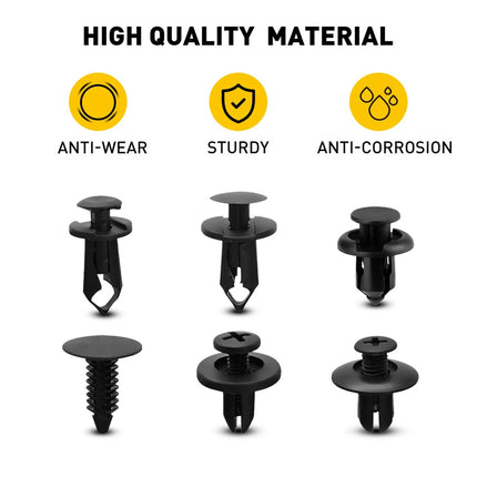 190PCS Plastic Car Fastener 6 Sizes for Auto Body Fender Bumper Trim Accessories