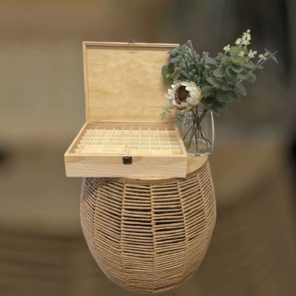 74 Slot Wooden Essential Oils Storage Box 1 Tier Bottle Organizer Rack