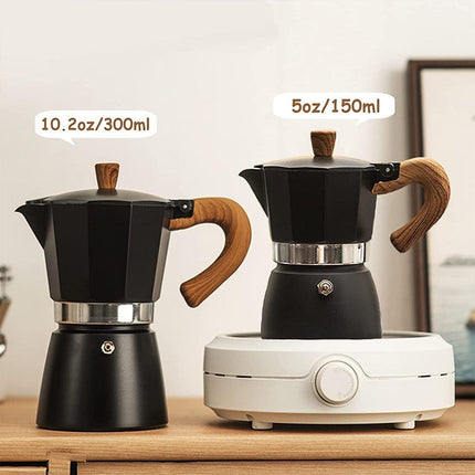 Portable Coffee Maker Wood Grain Handle Outdoor Manual Espresso Machine Camping