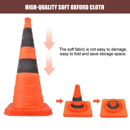 Retractable Warning Cone 70cm Reflective Hazard Cone For Barrier Caution Zone Use