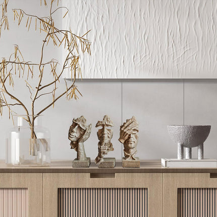 Resin Sculpture 3pcs Modern Office Desktop Art Decor Ornament Home Decoration