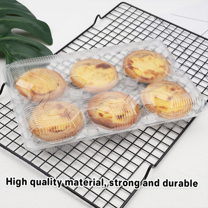 100PCS Transparent Plastic Egg Tart Box Disposable Bakery Packing Container