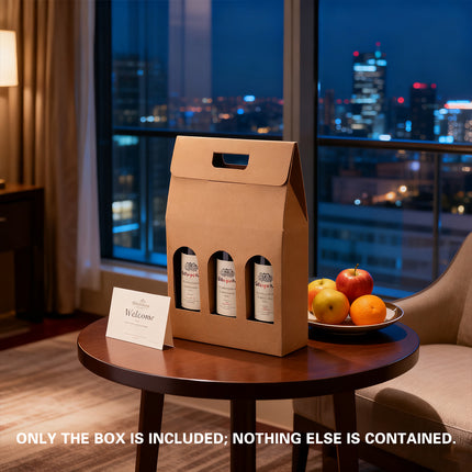 5PCS Handheld 3 Bottles Wine Gift Box Kraft Paper for Wine Bottles Gift Packaging