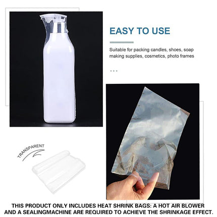 100/200PCS POF Clear POF Heat Shrink Bags for Packaging Sealing Use