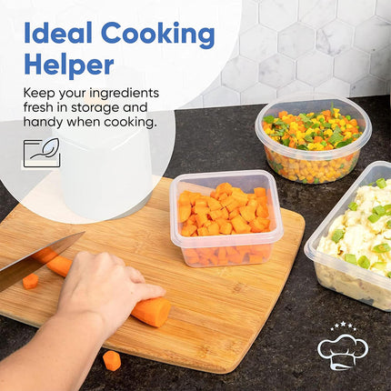 24PCS Kitchen Fridge Food Storage Containers Food Safe 60-1000ml Clear Stackable