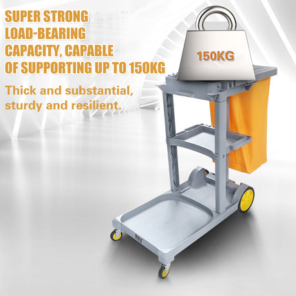 Multi-Functional Cleaning Trolley Cart Hand Push Housekeeping Utility Storage