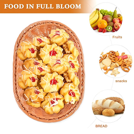 Imitation Rattan Plastic Basket Bread Fruit Vegetable Snack Storage Display Bin