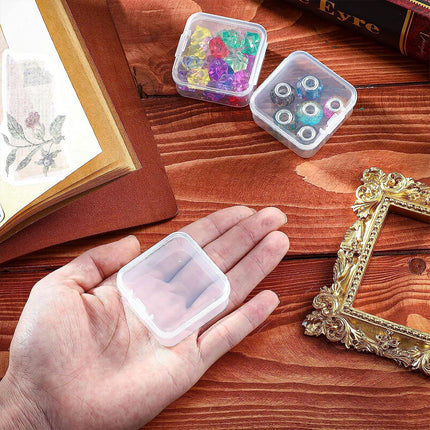 100PCS Square Transparent Storage Boxes Durable for Organizer Jewelry Beads Use