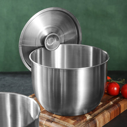 Food-Grade Stainless Steel Mixing Bowl with Lid - Deep Kitchen Prep Basin