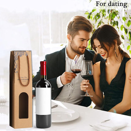10PCS Red Wine Paper Bags Brown Paper Gift Bags Single/Double Bottle Carrier